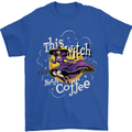 This Witch Needs Coffee Funny Halloween Mens T-Shirt 100% Cotton Royal Blue