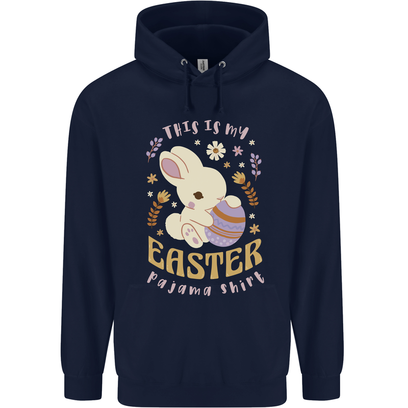 This is My Easter Pyjama Shirt Mens 80% Cotton Hoodie Navy Blue