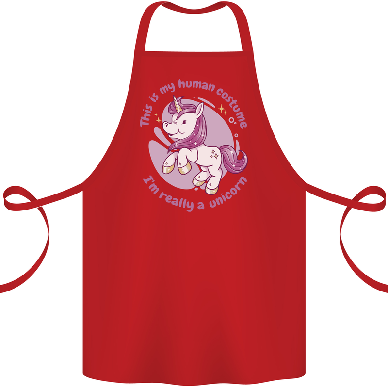 This is My Unicorn Costume Fancy Dress Outfit Cotton Apron 100% Organic Red