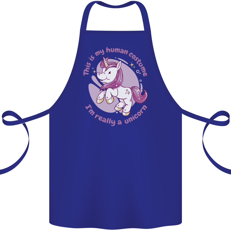 This is My Unicorn Costume Fancy Dress Outfit Cotton Apron 100% Organic Royal Blue
