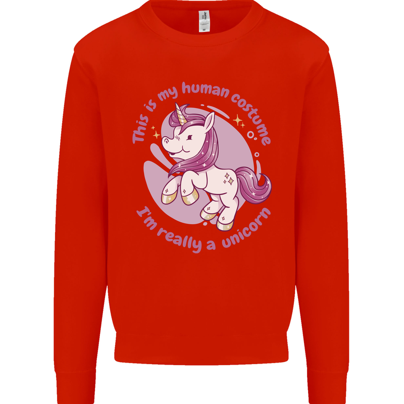 This is My Unicorn Costume Fancy Dress Outfit Kids Sweatshirt Jumper Bright Red