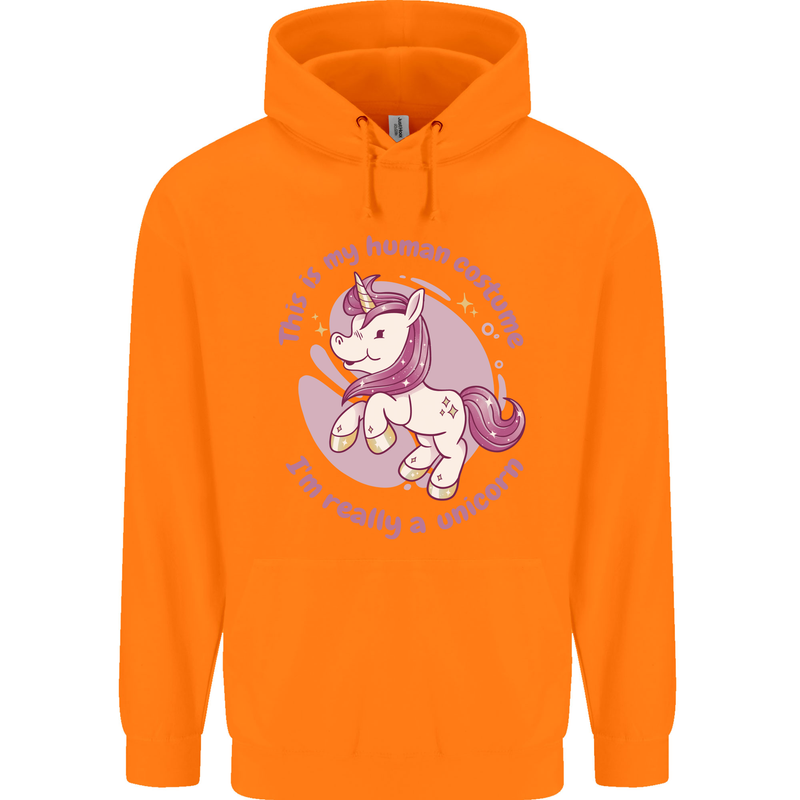 This is My Unicorn Costume Fancy Dress Outfit Mens 80% Cotton Hoodie Orange