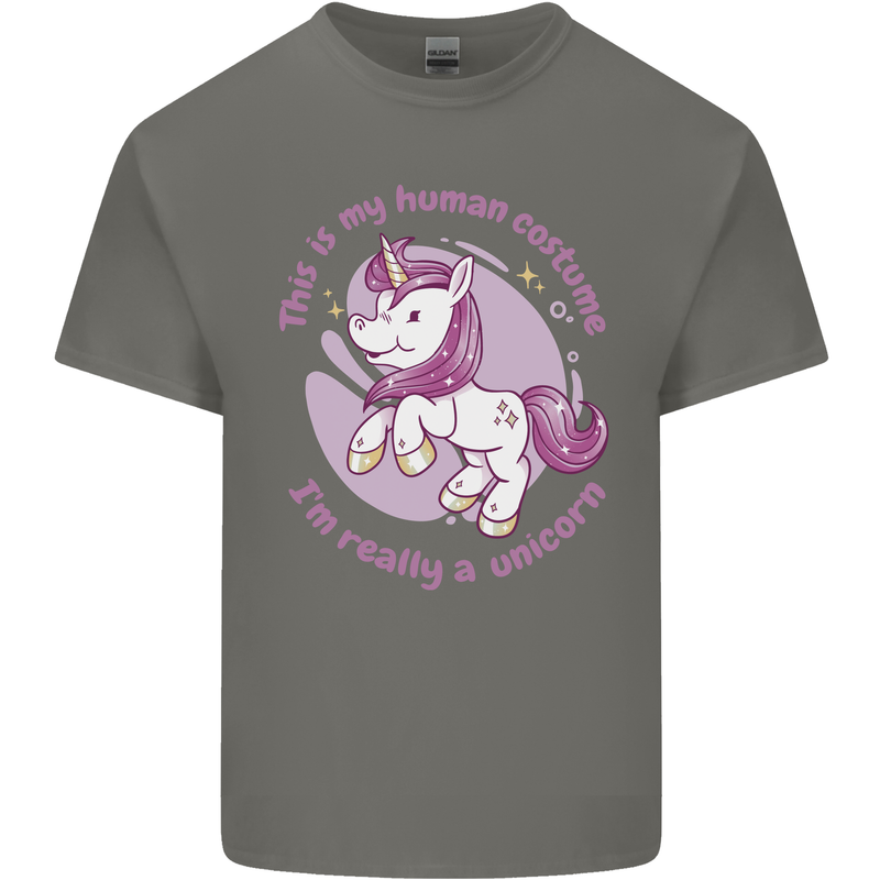 This is My Unicorn Costume Fancy Dress Outfit Mens Cotton T-Shirt Tee Top Charcoal