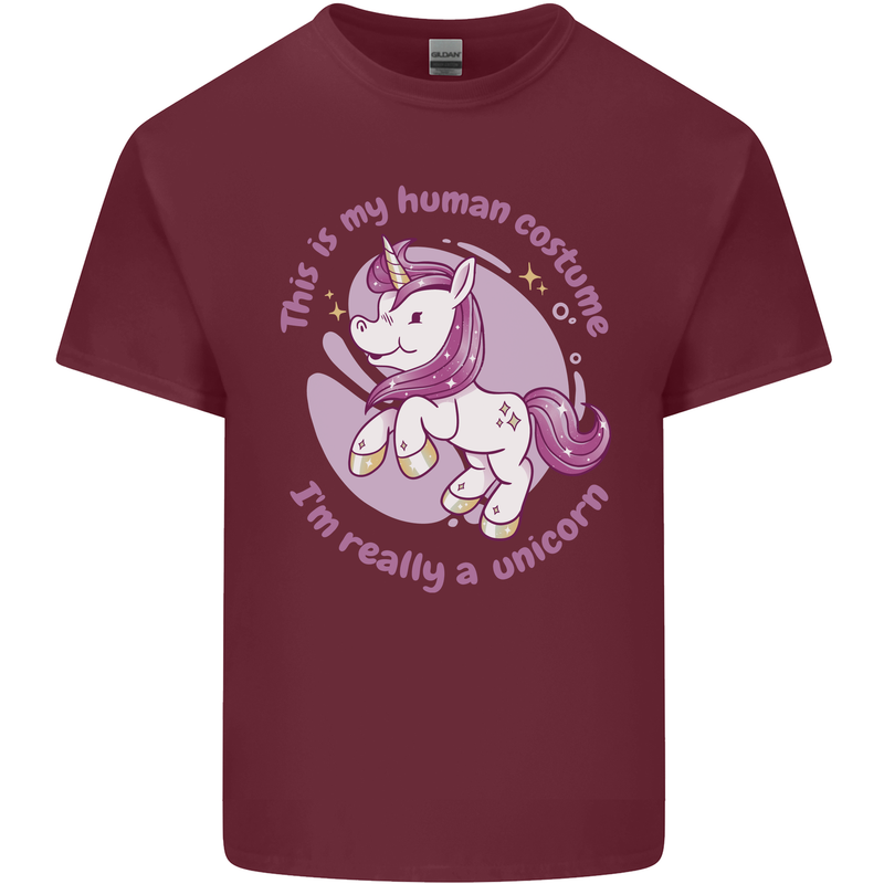 This is My Unicorn Costume Fancy Dress Outfit Mens Cotton T-Shirt Tee Top Maroon