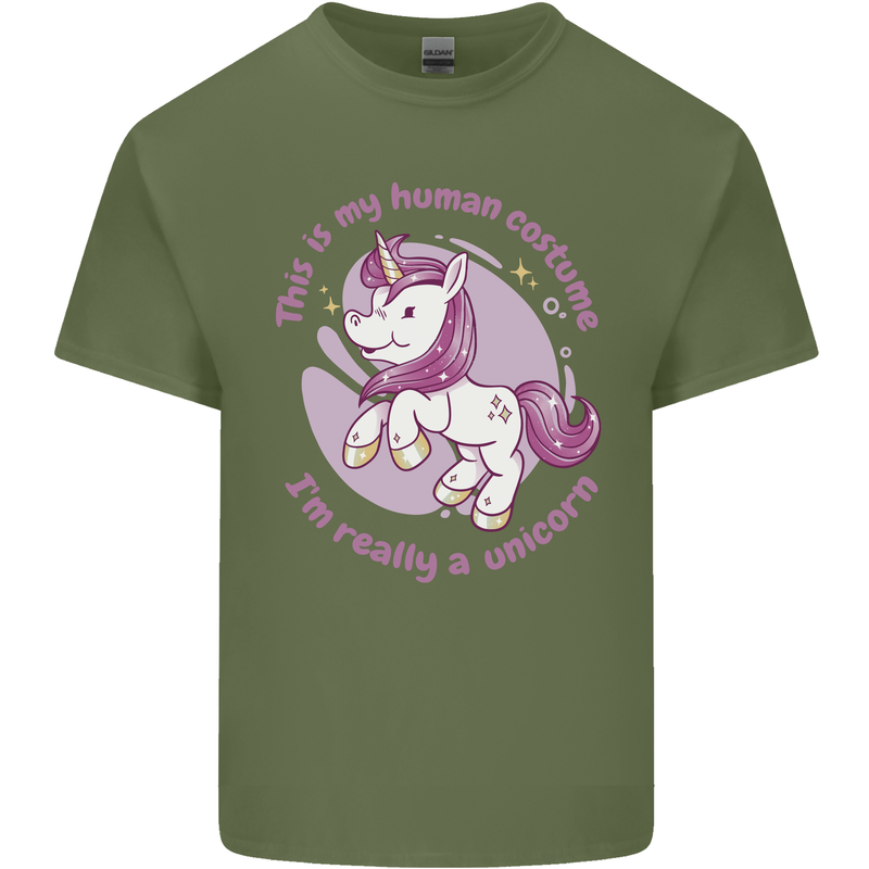 This is My Unicorn Costume Fancy Dress Outfit Mens Cotton T-Shirt Tee Top Military Green