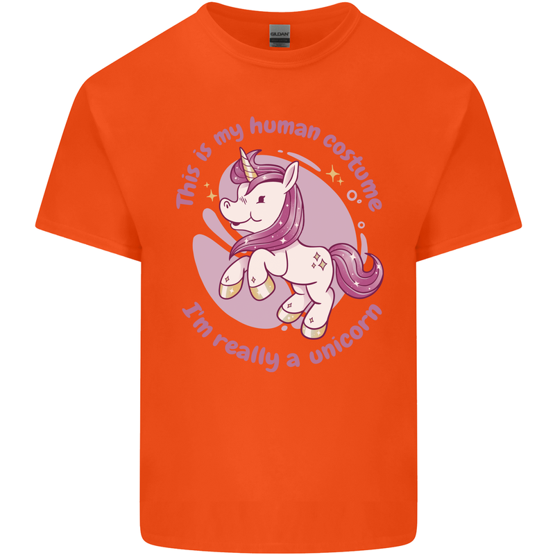 This is My Unicorn Costume Fancy Dress Outfit Mens Cotton T-Shirt Tee Top Orange