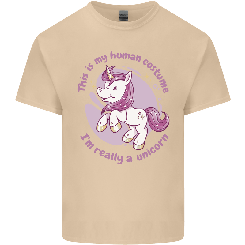 This is My Unicorn Costume Fancy Dress Outfit Mens Cotton T-Shirt Tee Top Sand