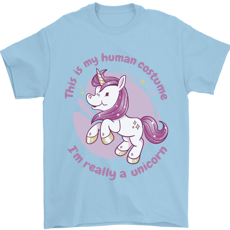 This is My Unicorn Costume Fancy Dress Outfit Mens T-Shirt 100% Cotton Light Blue