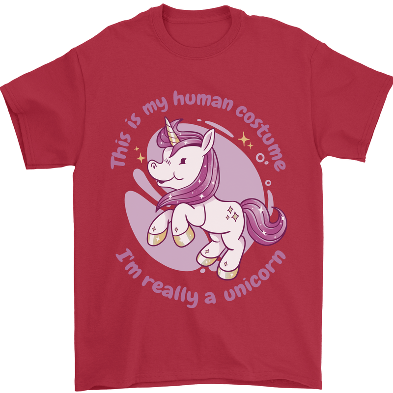 This is My Unicorn Costume Fancy Dress Outfit Mens T-Shirt 100% Cotton Red