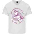 This is My Unicorn Costume Fancy Dress Outfit Mens V-Neck Cotton T-Shirt White