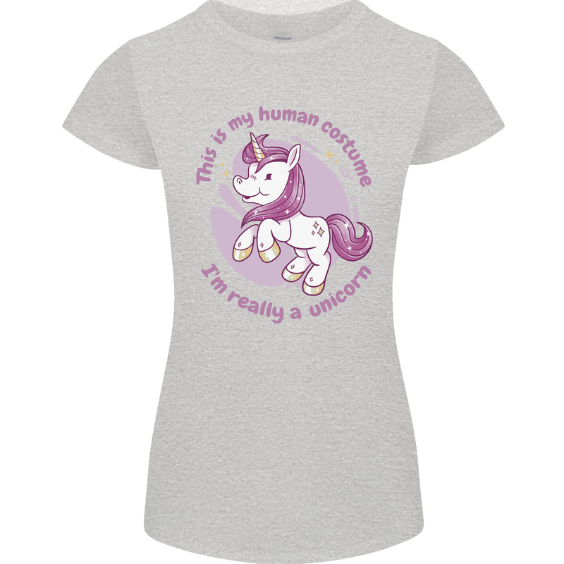 This is My Unicorn Costume Fancy Dress Outfit Womens Petite Cut T-Shirt Sports Grey