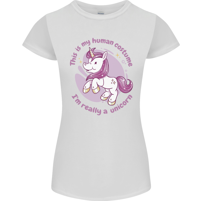 This is My Unicorn Costume Fancy Dress Outfit Womens Petite Cut T-Shirt White