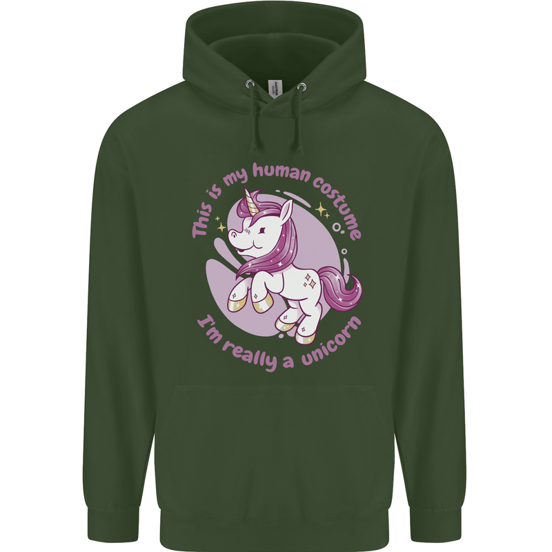 This is My Unicorn Outfit Fancy Dress Costume Childrens Kids Hoodie Forest Green