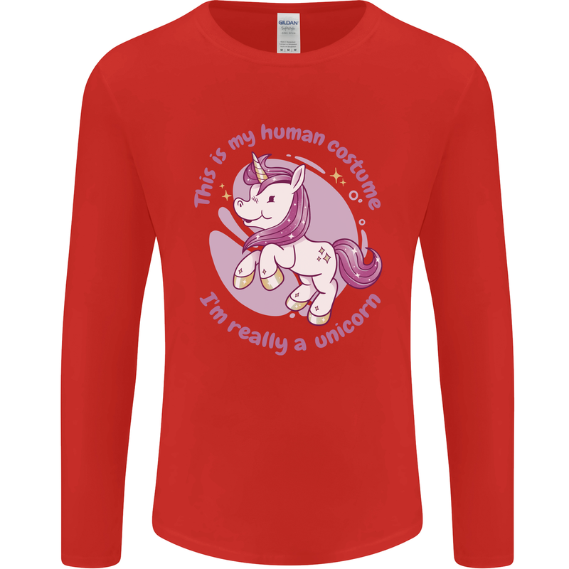 This is My Unicorn Outfit Fancy Dress Costume Mens Long Sleeve T-Shirt Red