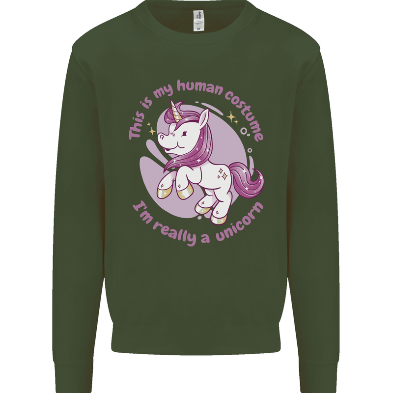 This is My Unicorn Outfit Fancy Dress Costume Mens Sweatshirt Jumper Forest Green