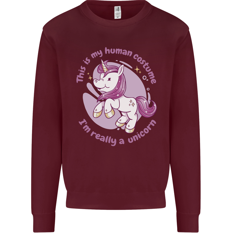 This is My Unicorn Outfit Fancy Dress Costume Mens Sweatshirt Jumper Maroon