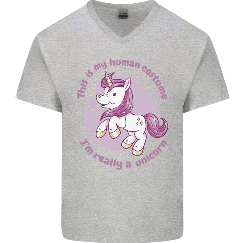 This is My Unicorn Outfit Fancy Dress Costume Mens V-Neck Cotton T-Shirt Sports Grey