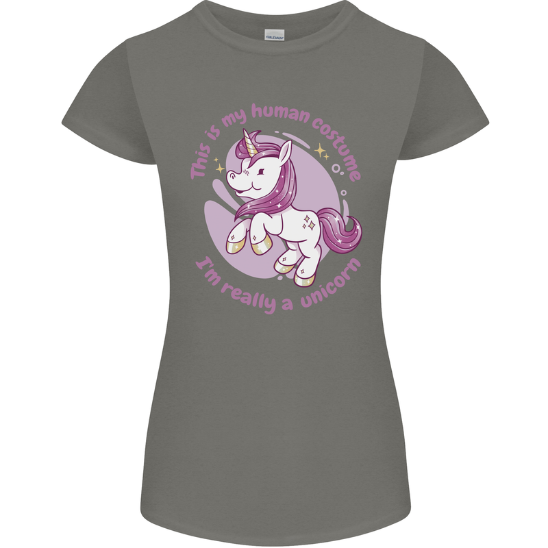 This is My Unicorn Outfit Fancy Dress Costume Womens Petite Cut T-Shirt Charcoal