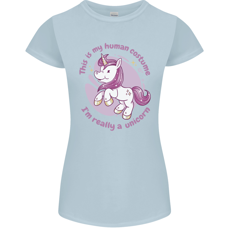 This is My Unicorn Outfit Fancy Dress Costume Womens Petite Cut T-Shirt Light Blue