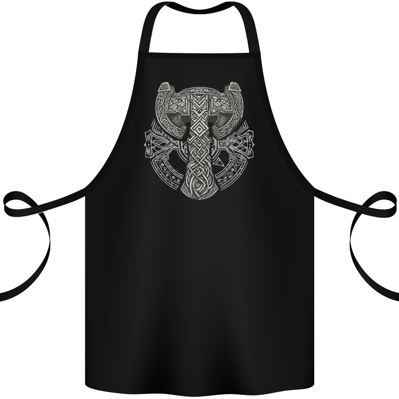 Thor Hammer Viking Symbols Odin Valhalla Cotton Apron 100% Organic Black