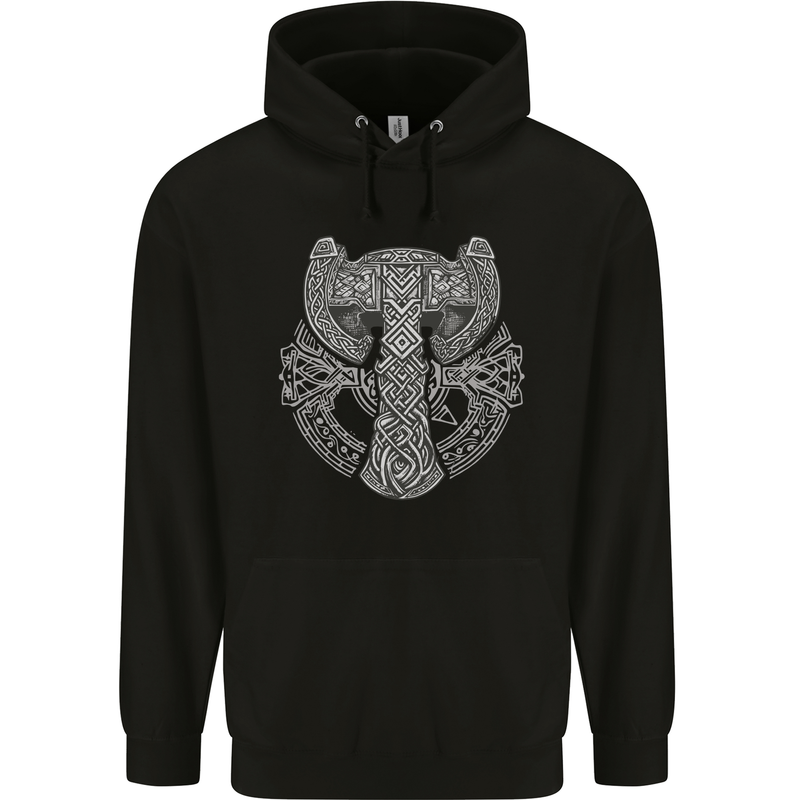 Thor Hammer Viking Symbols Odin Valhalla Mens 80% Cotton Hoodie Black