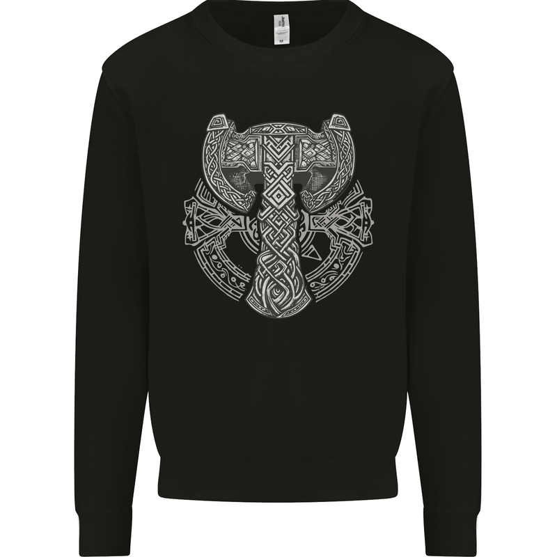 Thor Hammer Viking Symbols Odin Valhalla Mens Sweatshirt Jumper Black
