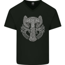 Thor Hammer Viking Symbols Odin Valhalla Mens V-Neck Cotton T-Shirt Black