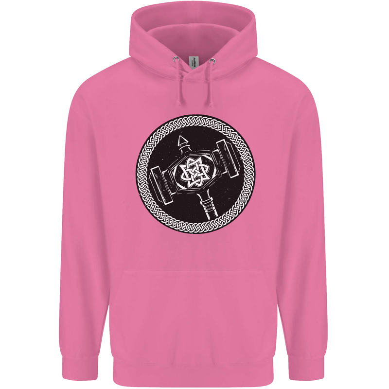 Thor Hammer in a Viking Circle Black Print Mens 80% Cotton Hoodie Azelea