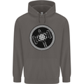 Thor Hammer in a Viking Circle Black Print Mens 80% Cotton Hoodie Charcoal