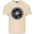 Thor Hammer in a Viking Circle Black Print Mens Cotton T-Shirt Tee Top Natural