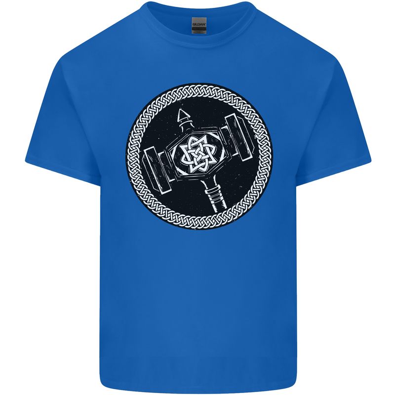 Thor Hammer in a Viking Circle Black Print Mens Cotton T-Shirt Tee Top Royal Blue