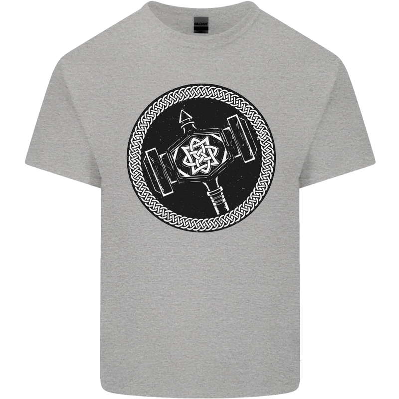 Thor Hammer in a Viking Circle Black Print Mens Cotton T-Shirt Tee Top Sports Grey