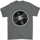 Thor Hammer in a Viking Circle Black Print Mens T-Shirt 100% Cotton Charcoal