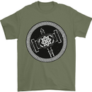 Thor Hammer in a Viking Circle Black Print Mens T-Shirt 100% Cotton Military Green