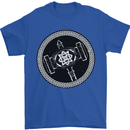 Thor Hammer in a Viking Circle Black Print Mens T-Shirt 100% Cotton Royal Blue