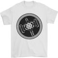 Thor Hammer in a Viking Circle Black Print Mens T-Shirt 100% Cotton White