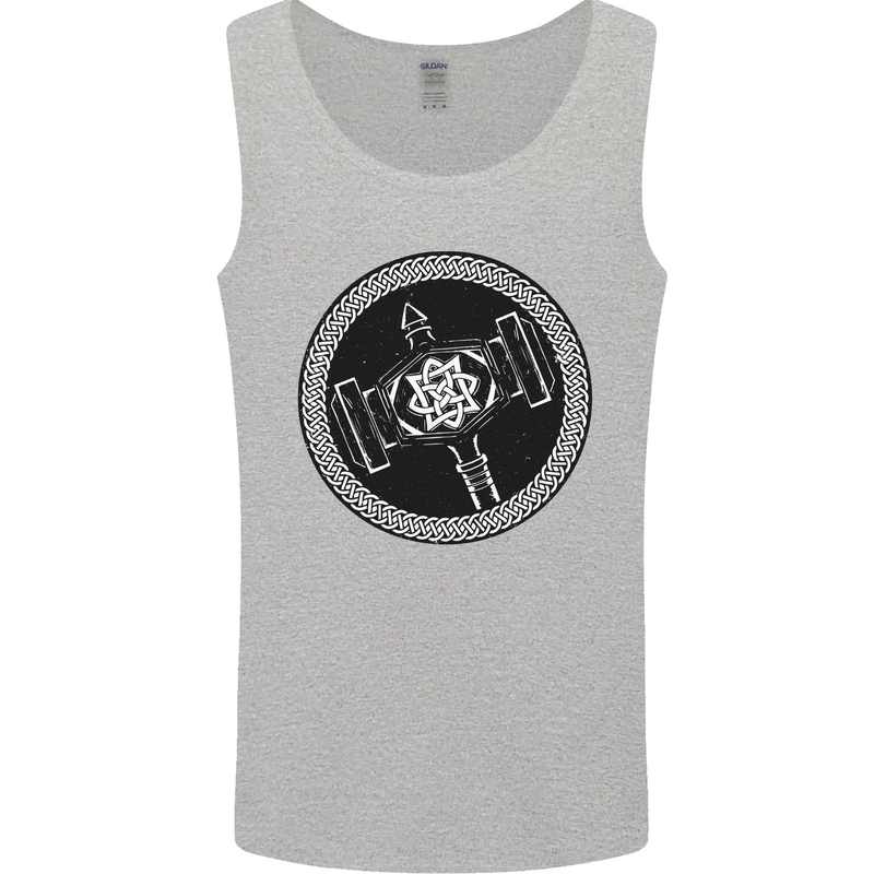 Thor Hammer in a Viking Circle Black Print Mens Vest Tank Top Sports Grey