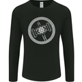 Thor Hammer in a Viking Circle White Print Mens Long Sleeve T-Shirt Black