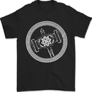 Thor Hammer in a Viking Circle White Print Mens T-Shirt 100% Cotton Black