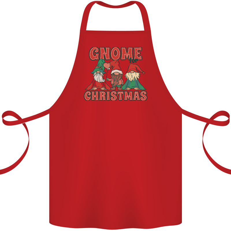 Three Christmas Gnomes Funny Xmas Cotton Apron 100% Organic Red