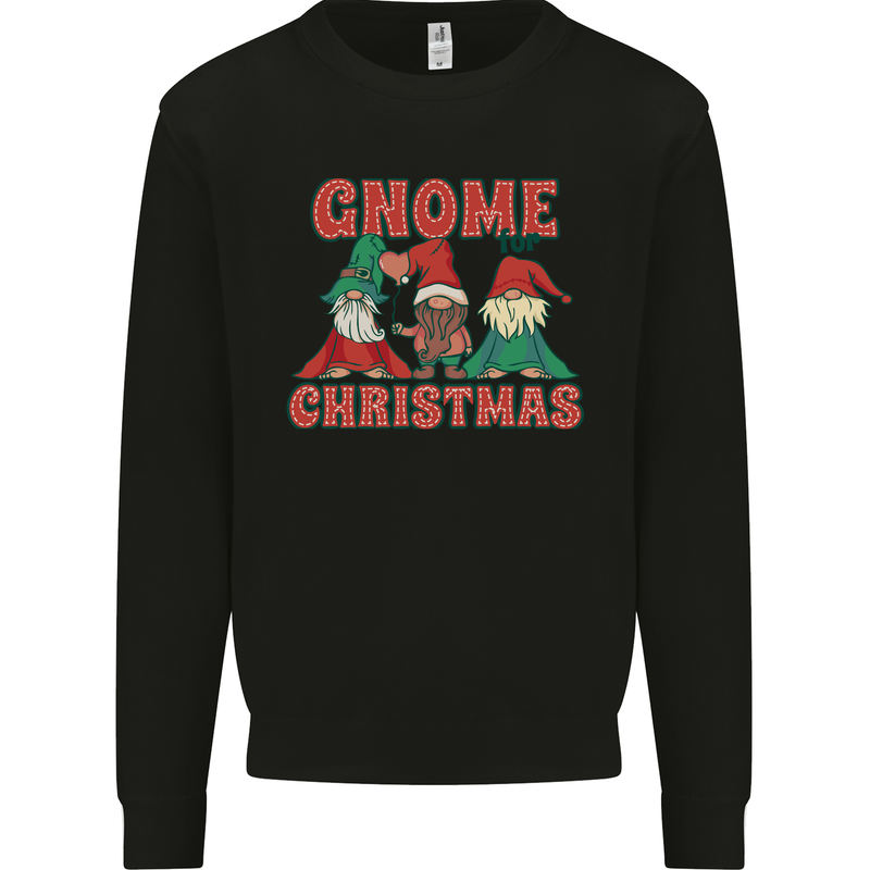 Three Christmas Gnomes Funny Xmas Kids Sweatshirt Jumper Black