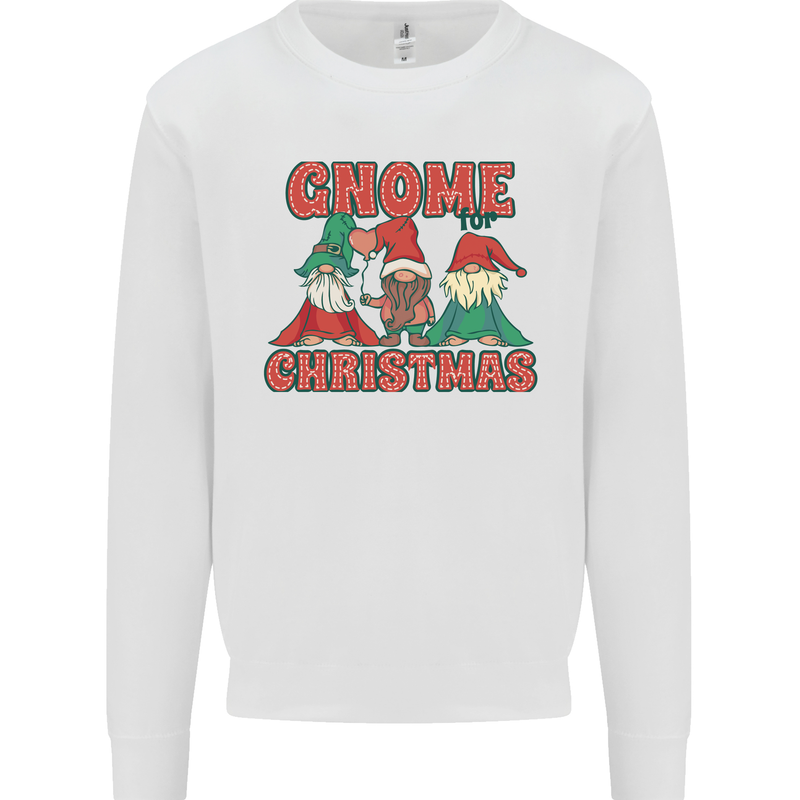 Three Christmas Gnomes Funny Xmas Kids Sweatshirt Jumper White