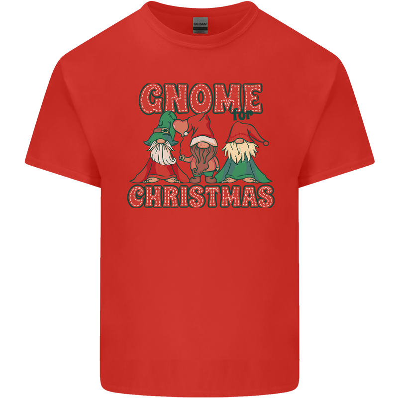Three Christmas Gnomes Funny Xmas Mens Cotton T-Shirt Tee Top Red