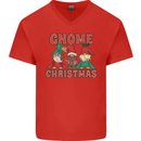 Three Christmas Gnomes Funny Xmas Mens V-Neck Cotton T-Shirt Red