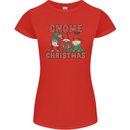 Three Christmas Gnomes Funny Xmas Womens Petite Cut T-Shirt Red