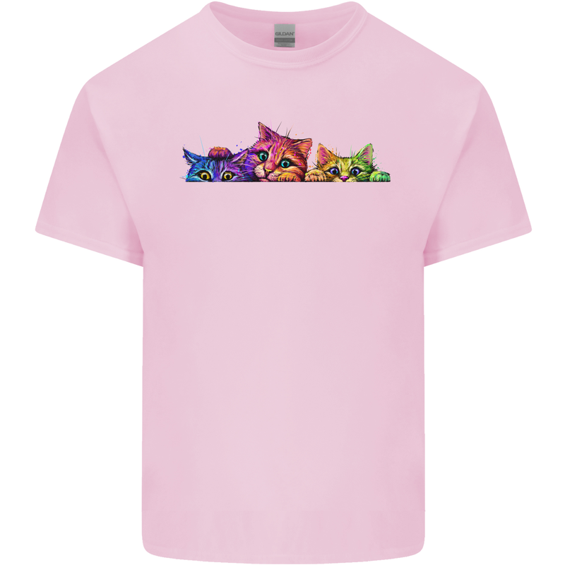 Three Colourful Cats Kids T-Shirt Childrens Light Pink