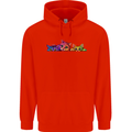 Three Colourful Cats Mens 80% Cotton Hoodie Bright Red