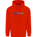 Three Colourful Cats Mens 80% Cotton Hoodie Bright Red