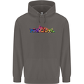 Three Colourful Cats Mens 80% Cotton Hoodie Charcoal