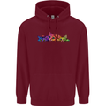 Three Colourful Cats Mens 80% Cotton Hoodie Maroon